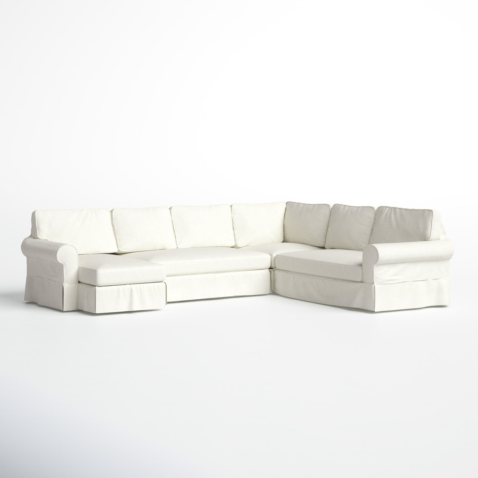 Porter Slipcovered U-Sectional, Bayou Off White Canvas, Right Hand Facing