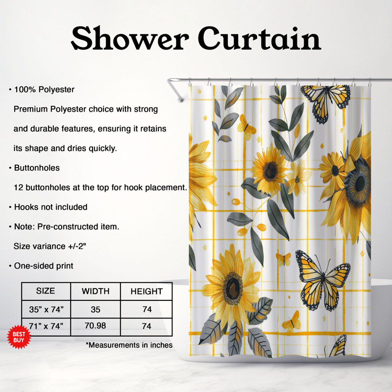 Sun Flutter - Premium Shower Curtain, 74"H x 71"W