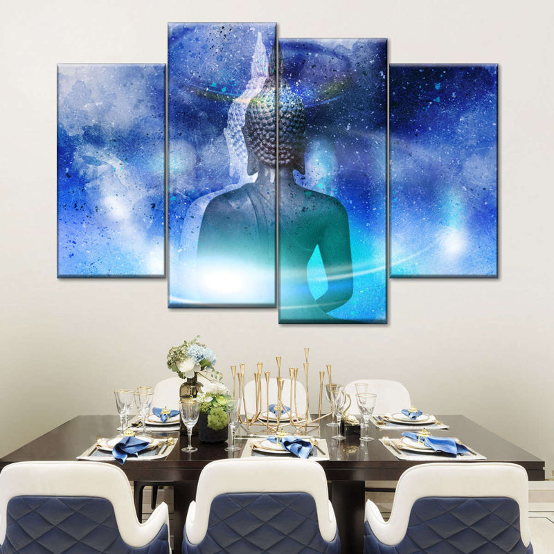 Bouddha bouddha tranquille sur toile, 4 pièces, L 22 po x H 36 po