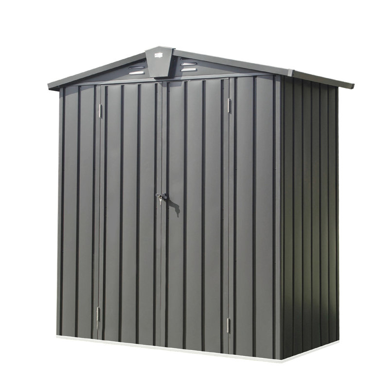 Remise de rangement extérieure en acier galvanisé de 5,7 pi x 3 pi - pour le patio, la cour arrière, le jardin, la double porte verrouillable de la pelouse, la pièce de taille importante, la fabrication en métal, le toit en pente et la piscine, système de ventilation abondant