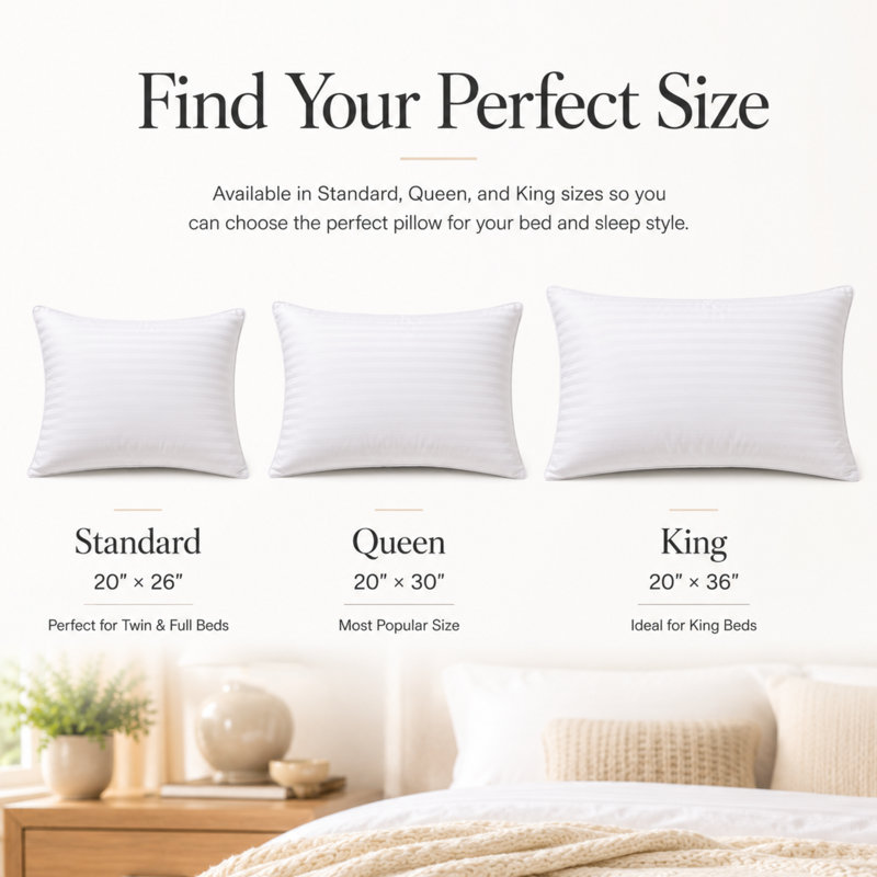Ensemble de 1 oreiller en duvet avec housse 100% coton Continental Bedding Affinity, 1, Grand lit