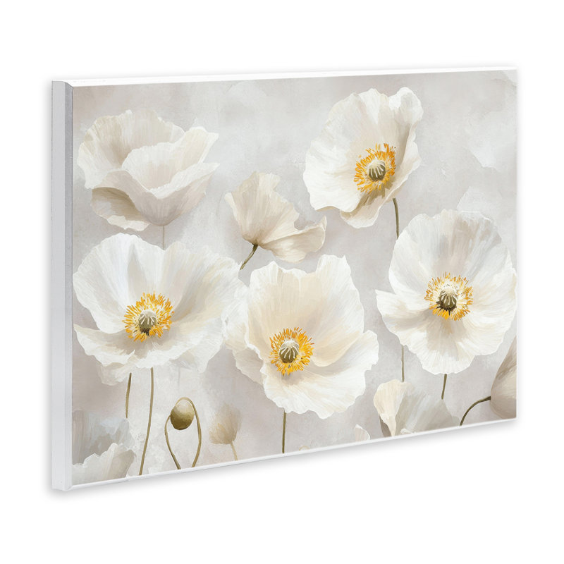 Élégante plaque murale florale blanche, design par Petal Prints Design, H 10 po x l 15 po