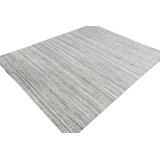 Gray Hand-Knotted Wool Striated Geometric Modern Contemporary Carpet Rug