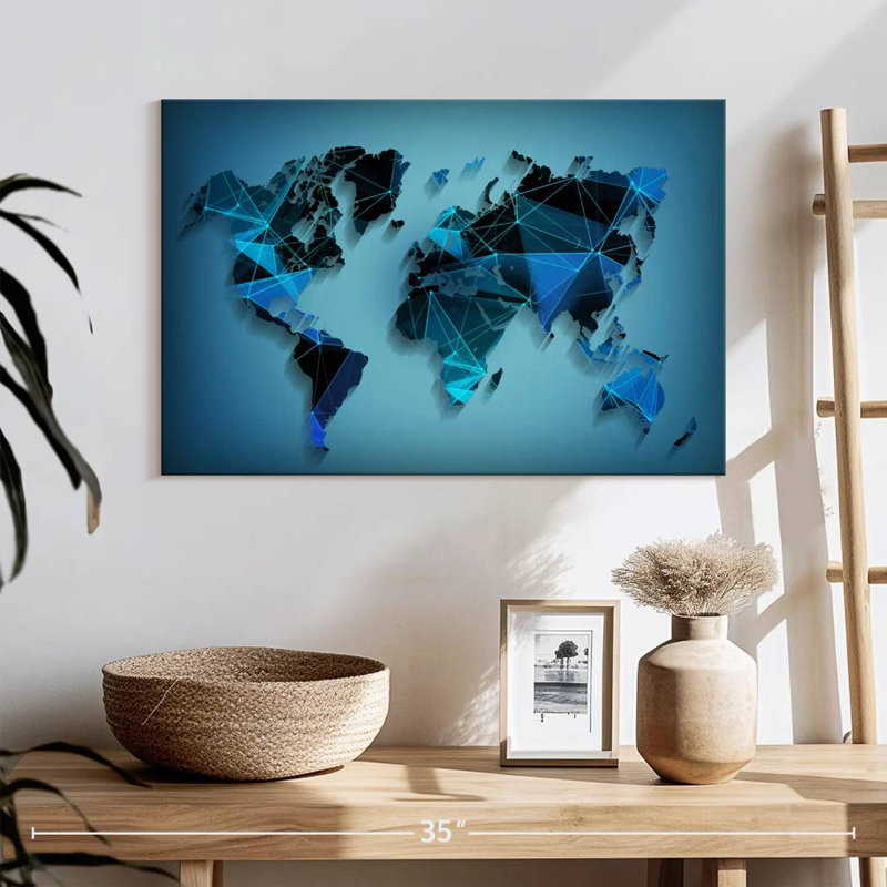 Aliaz Network Technology World Map, 16" H x 24" W