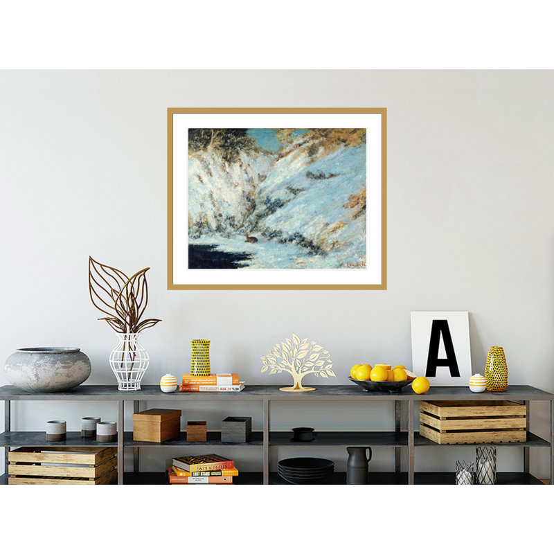 «Snowy Landscape» par Gustave Courbet, impression giclée encadrée, H 33,5 po x l 40,45 po