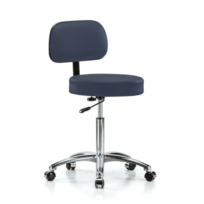 Brockhausen PERCH Chrome Walter Height Adjustable Exam Stool with Backrest | Medium Bench Height 21-28.5"