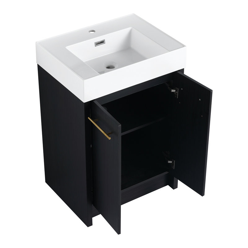 Meuble-lavabo autoportant avec lavabo en résine
