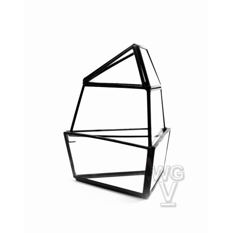 Terrarium en verre oblisk triangulaire, H 6 po x l 4 po x P 4 po, Noir