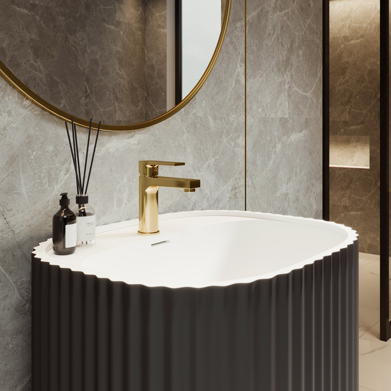 Lavabo de salle de bain ovale à piédestal avec trop-plein Eviva Haven, Gris