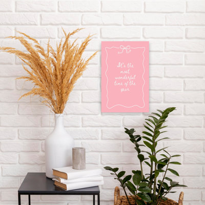 Pink Christmas Quote Elegant Abstract Contemporary Wall Art Print