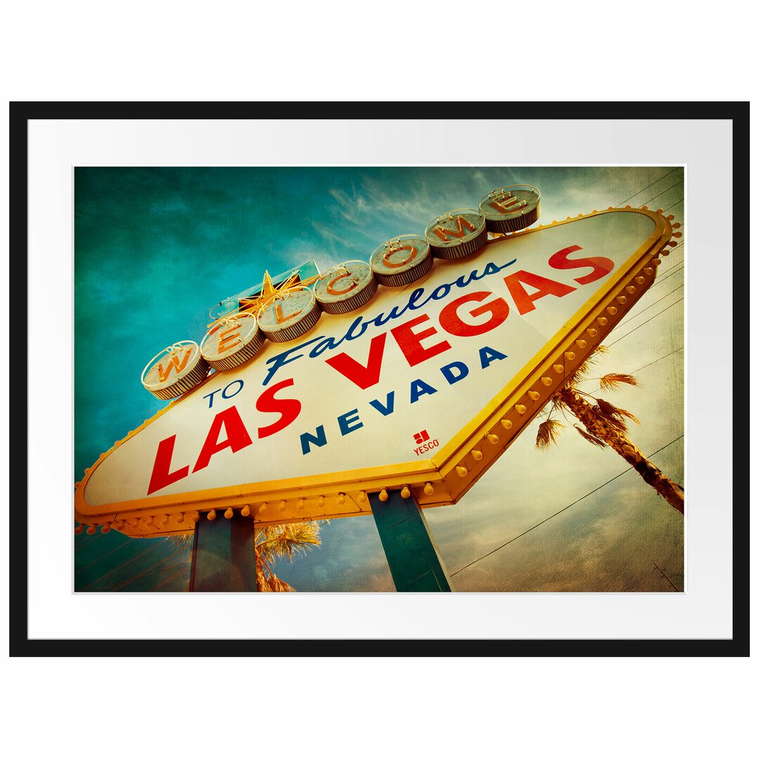 Gerahmtes Poster Las Vegas Retro Look