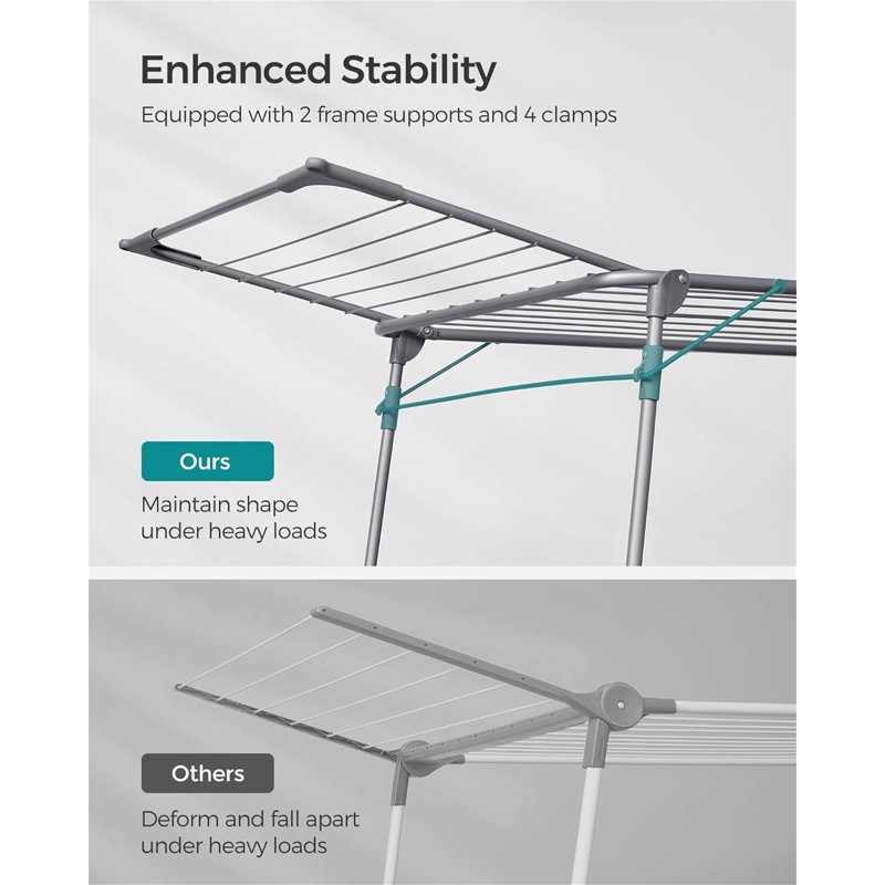 Gullwing Foldable Clothes Drying Rack - Space-Saving, Gray