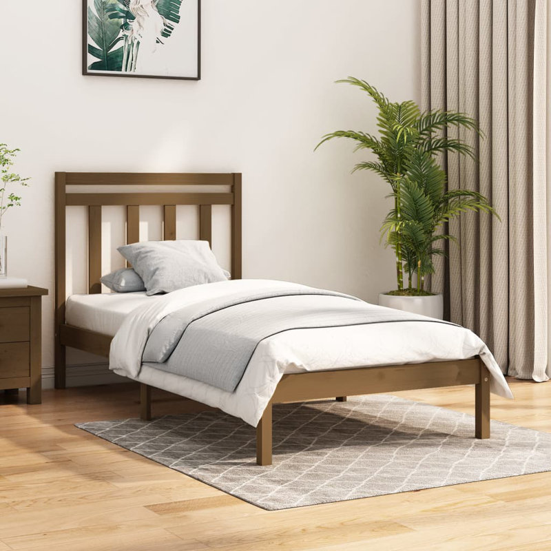 Jerika Solid Wood Bed, Honey Brown, 200 x 200cm