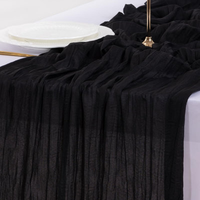 120" (10ft) Boho Cheesecloth Table Runner -Black