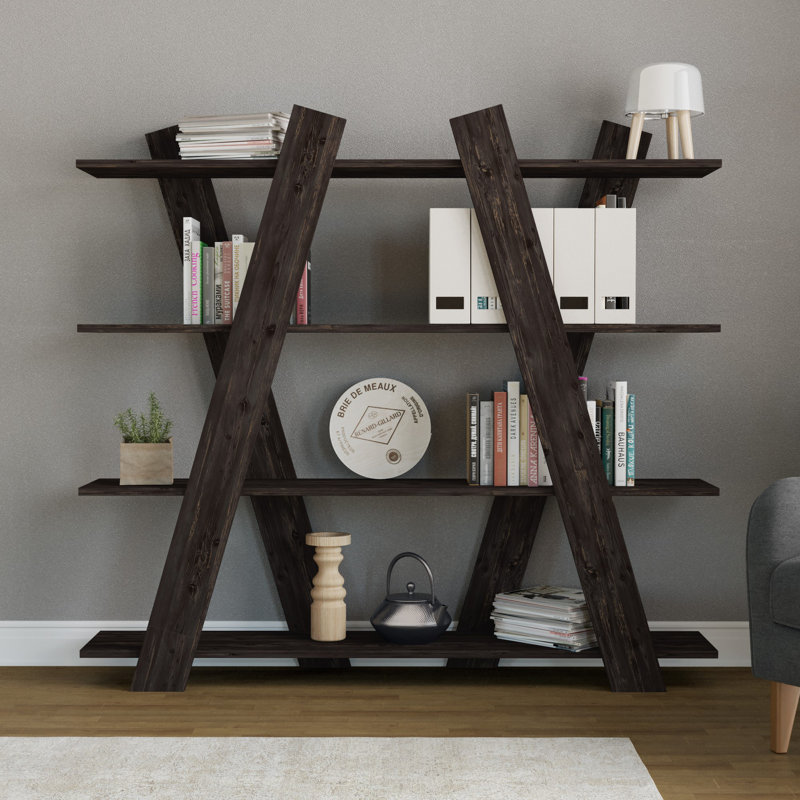 Étagère à livres H 53,94 po x l 59,06 po Frieda, Noyer foncé