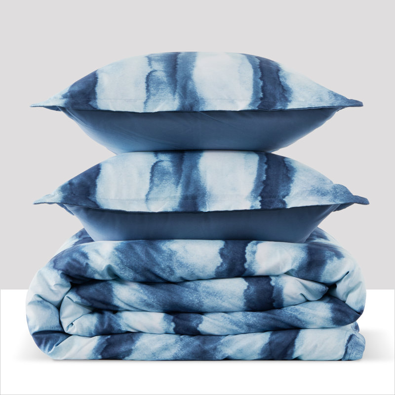 Twill Floral Duvet Cover, Coast Blue, Full/Queen Duvet Cover + 2 Standard Shams