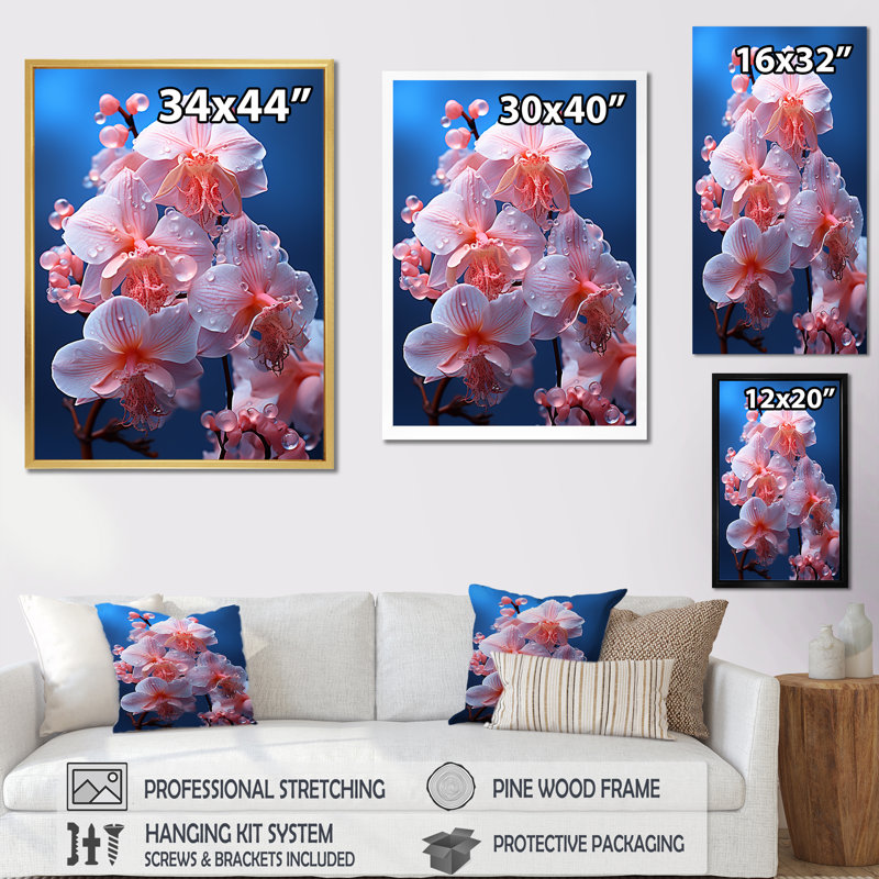 Magnifiques orchidées harmonieuses, Cadre simple blanc, H 32 po x l 24 po x P 1 po