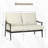 Metal Outdoor&Indoor Person Seating Sofa Patio Loveseat With Wicker Backrest & Cushions