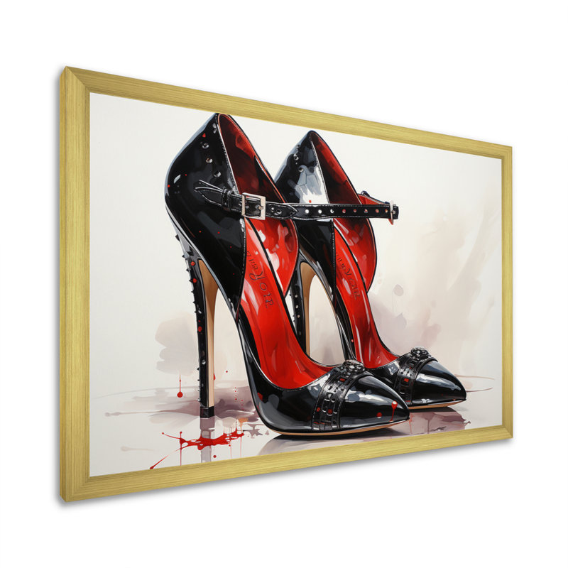 " Black And Red High Heels Symphony IX ", H 24 po x l 32 po x P 1 po, Cadre doré à une seule photo