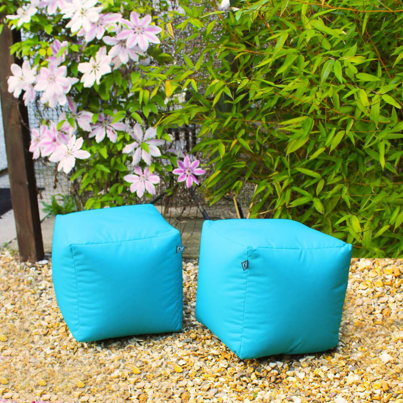 rucomfy Beanbags Indoor Outdoor Cube Bean Bag Pouffe. Home or Garden Extra Seating. Square Water Resistant Footstool 38 x 38cm