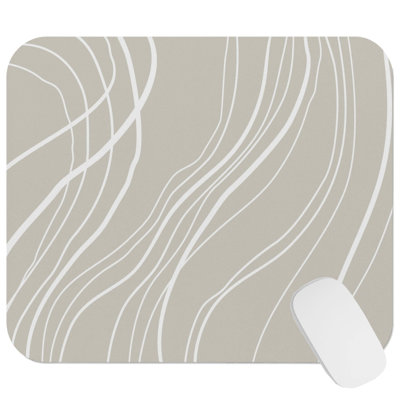 Abstract Gray Lines Shapes Mid-Century Modern Gaming Cute Office Laptop Desk Pad Gift Mat Square Rectangle Non-Slip Mousepad