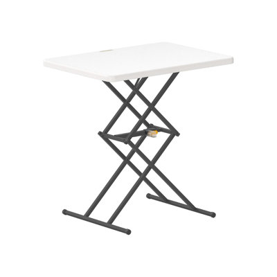 Table pliante réglable en hauteur d'une seule main en 2 secondes, 3 réglages, ultra-mince pliable 3,2 po, sans assemblage, plateau pour bureau d'ordinateur portable 28 po, 1 paquet, blanc Zeta X1 Pro