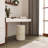 Shell Cylinder Drum End Table Nacre Side Table Stool Round Drum Accent Coffee Bedside Nightstand And Vanity Stool (White Cream)