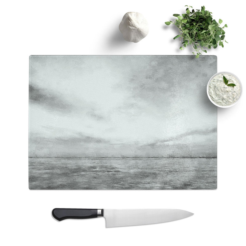 Tempered Glass Beach Horizon Painting Chopping Board, 28.5 cm x 39 cm