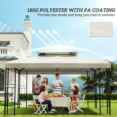 Gwinnett 3x4m Gazebo Replacement Roof Canopy 2 Tier Top UV Cover Cream