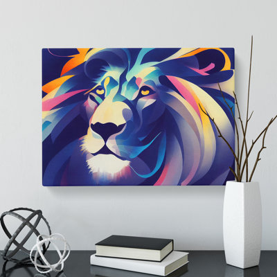 Animated Lion Abstract - Wrapped Canvas Print