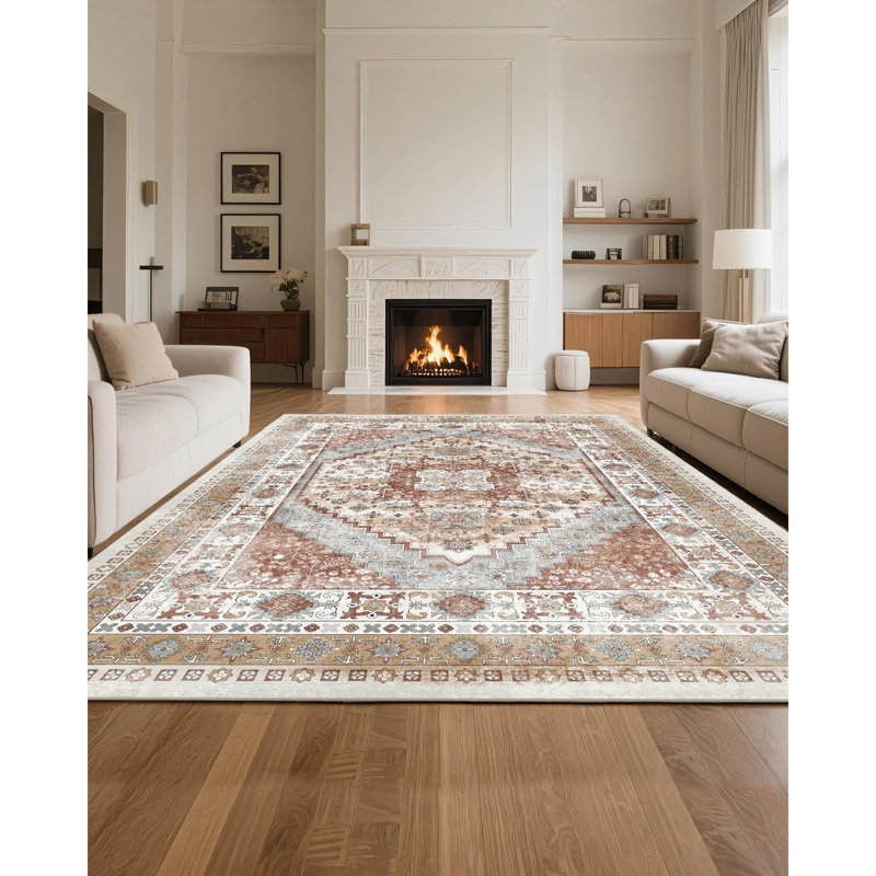 Grand tapis 9 x 12 pi Tapis antidérapant résistant aux déchirures - brun rétro, Rectangulaire 8 pi x 10 pi