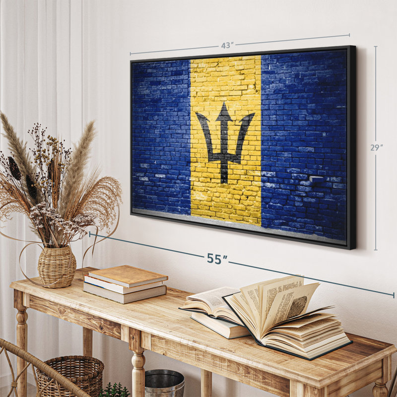 Drapeau de la Barbade, impression sur toile Graffiti, H 29 po x l 43 po