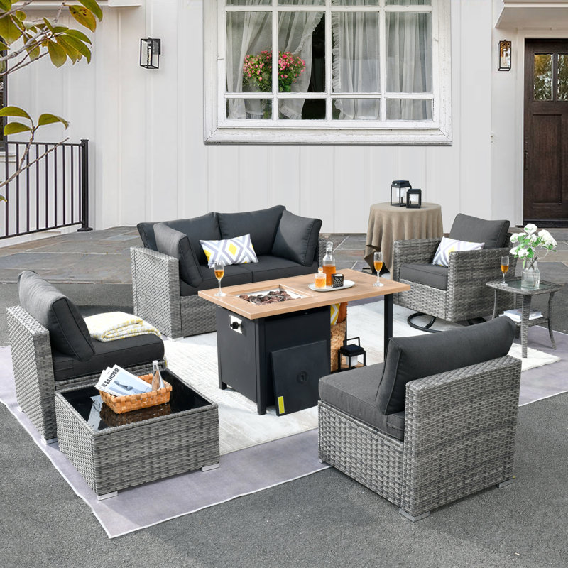Ensemble de conversation modulaire avec coussins Hop, Gris foncé, 1