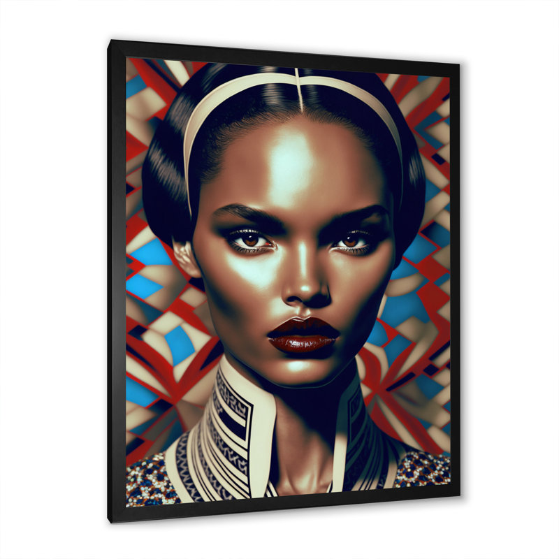 «Classy Portrait of Elegant African Lady I», reproduction sur toile, H 32 po x l 24 po x P 1 po, Cadre photo noir