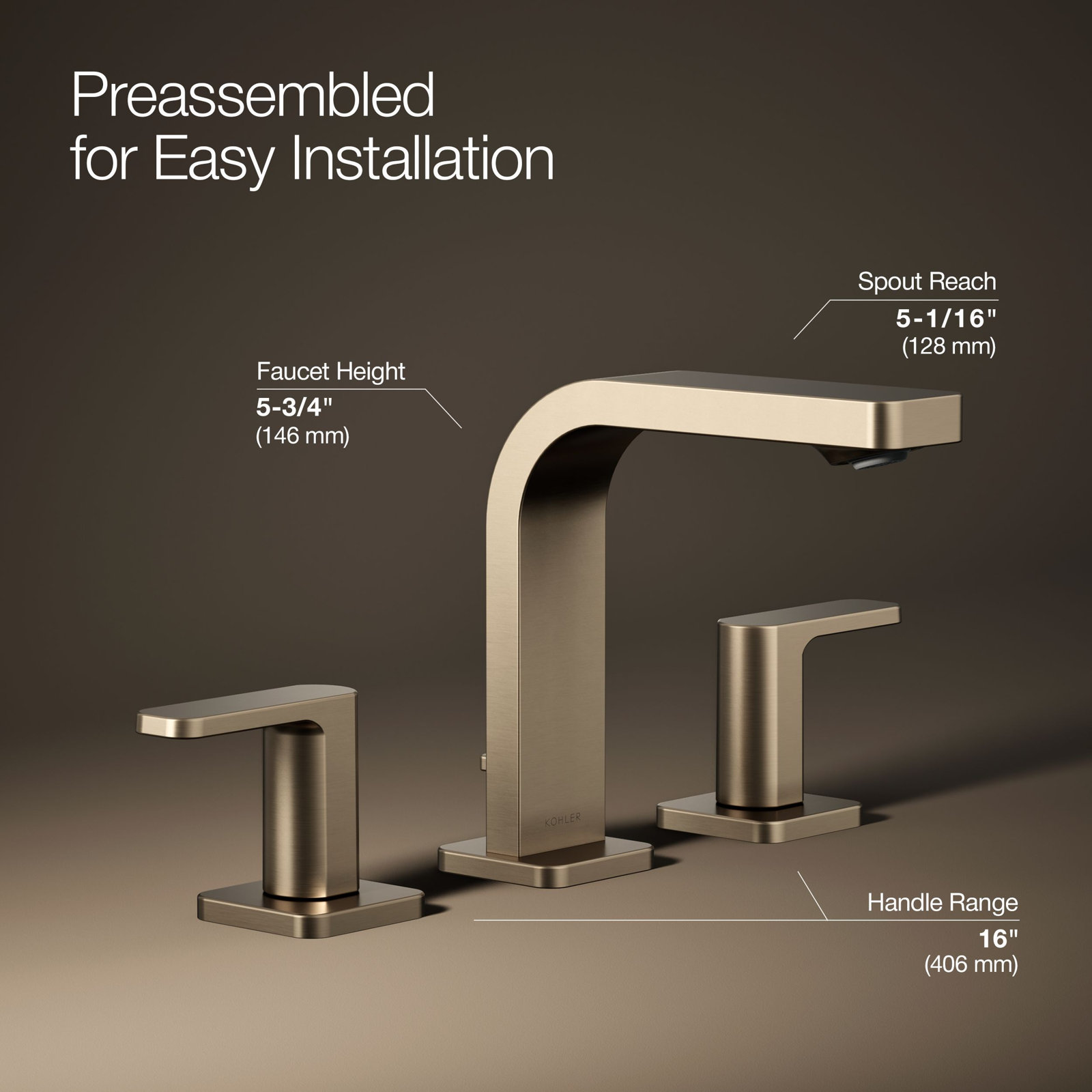 Parallel Widespread Bathroom Faucet, Vibrant Brushed Bronze, 1 GPM