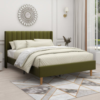 Eriksay Low Profile Upholstered Platform Bed with Wingback Headboard