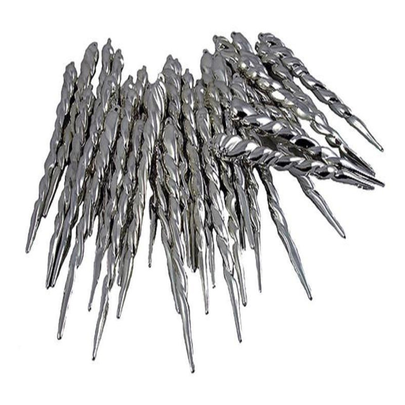 Shiny Silver Shatterproof Icicle Christmas Ornament