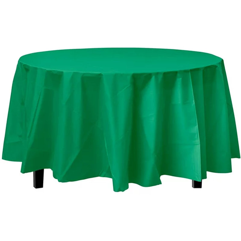 Nicole Fantini Plastic Disposable Round Tablecloth 84", Green, 8