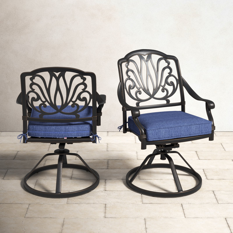 Chaise longue pivotante en aluminium avec coussins Annecorinne, Marine, Nuit désertique