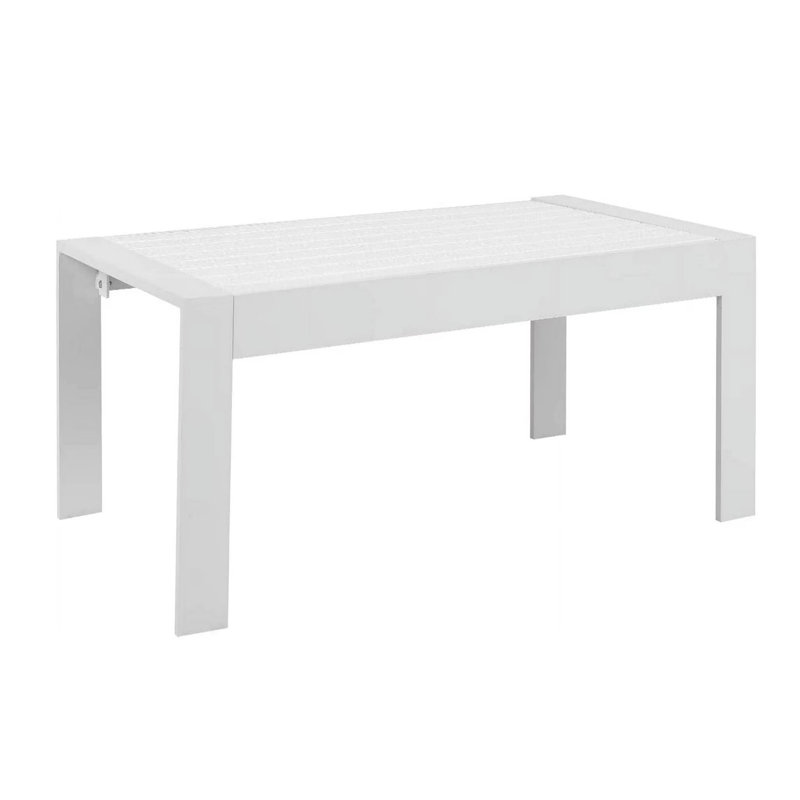 43" All-Weather Aluminum Patio Coffee Table, Modern Rectangle Outdoor Table, White