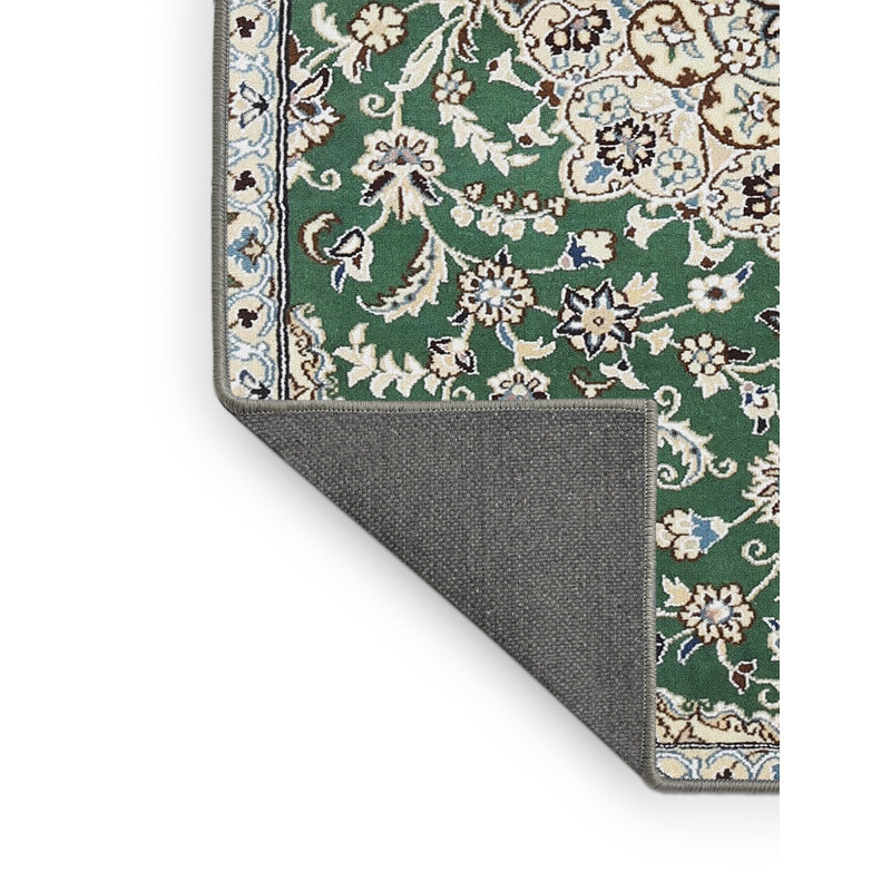 Tapis oriental crème / bleu / vert Cruce, Rectangle 7 pi x 10 pi