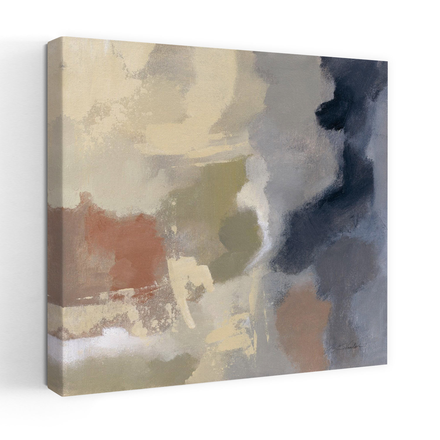 Quiet Abstract Red Barrel Studio® Contemporary Quiet Moment Ii With Abstract Blue Art ...