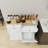 Modern Two Drawers And Two-Compartment Tilt-Out Trash Cabinet, Kitchen Trash Cabinet