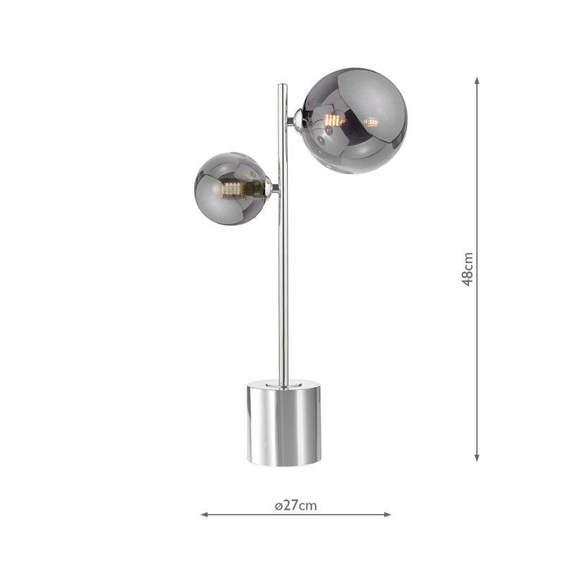 Metal Table Lamp Lamp, 48 cm H x 27 cm W x 32 cm D, Chrome
