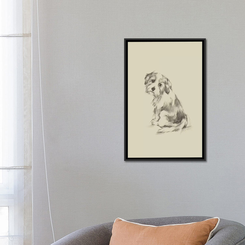 « chiot dog eyes iii », reproduction sur toile tendue Ethan Harper, Toile avec cadre noir, Pas de tapis
