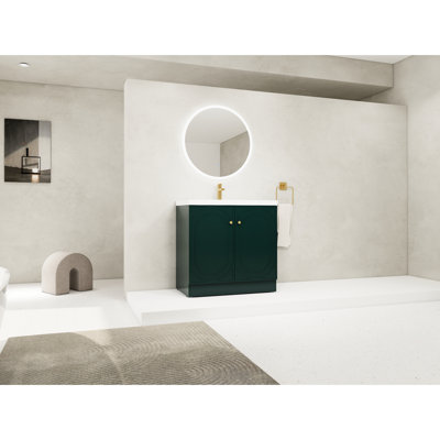 Meuble-lavabo moderne 36 po avec lavabo et armoire en résine