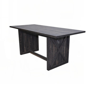 Grande table de salle à manger 70,87 "pour 6 à 8 personnes, table de salle à manger rectangulaire en bois rustique avec X pieds solides pour la salle à manger et le salon, gris