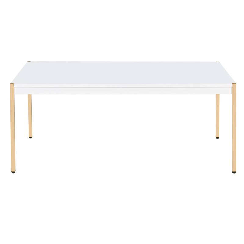 Table basse moderne moderne blanche et dorée avec plateau spacieux, parfaite pour les espaces de vie contemporains