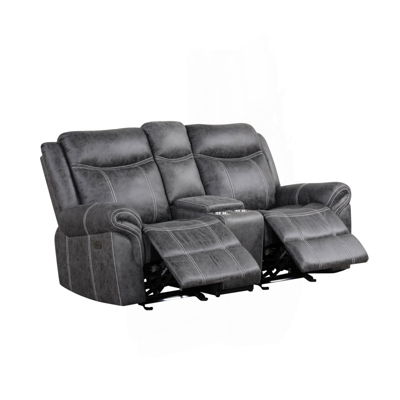 Causeuse à mouvement électrique en microfibre gris foncé foncé avec mouvement USB