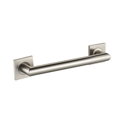 Crater 12" ADA Compliant Brass Grab Bar - Brushed Nickel